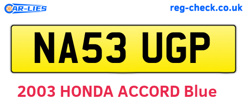 NA53UGP are the vehicle registration plates.