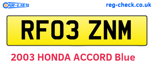 RF03ZNM are the vehicle registration plates.