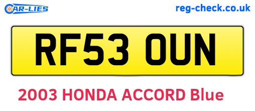 RF53OUN are the vehicle registration plates.