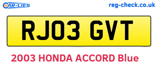RJ03GVT are the vehicle registration plates.
