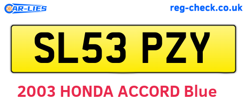 SL53PZY are the vehicle registration plates.
