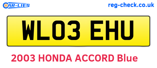 WL03EHU are the vehicle registration plates.