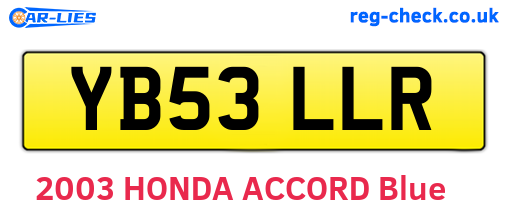 YB53LLR are the vehicle registration plates.