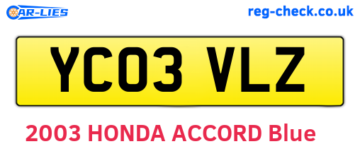 YC03VLZ are the vehicle registration plates.