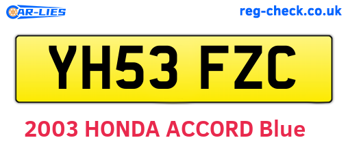 YH53FZC are the vehicle registration plates.