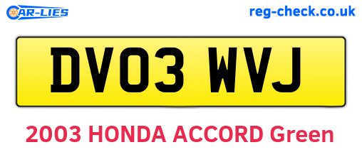 DV03WVJ are the vehicle registration plates.