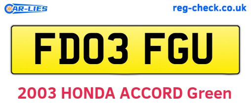 FD03FGU are the vehicle registration plates.