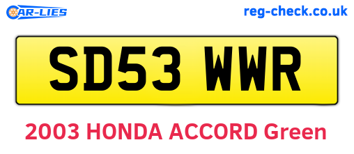 SD53WWR are the vehicle registration plates.