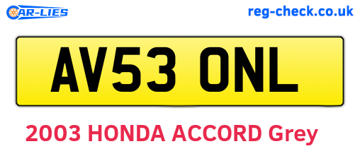 AV53ONL are the vehicle registration plates.