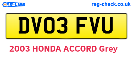 DV03FVU are the vehicle registration plates.