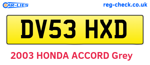 DV53HXD are the vehicle registration plates.
