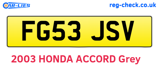 FG53JSV are the vehicle registration plates.