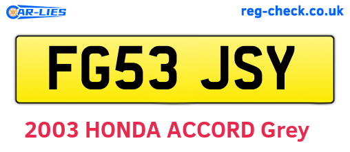 FG53JSY are the vehicle registration plates.