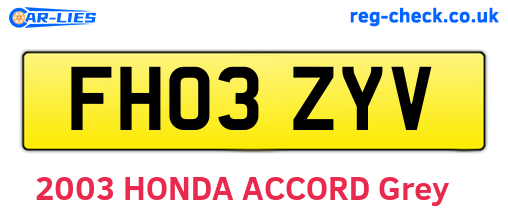 FH03ZYV are the vehicle registration plates.