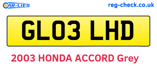 GL03LHD are the vehicle registration plates.