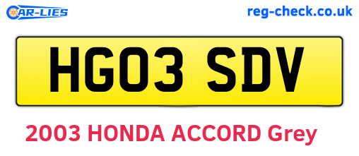 HG03SDV are the vehicle registration plates.