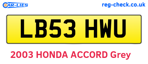 LB53HWU are the vehicle registration plates.