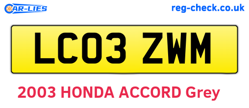 LC03ZWM are the vehicle registration plates.