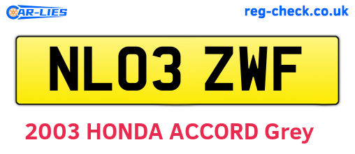NL03ZWF are the vehicle registration plates.