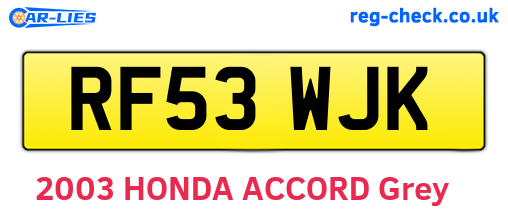 RF53WJK are the vehicle registration plates.
