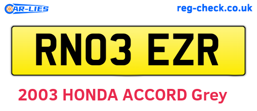 RN03EZR are the vehicle registration plates.