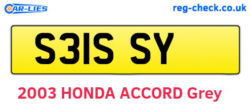 S31SSY are the vehicle registration plates.
