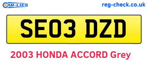 SE03DZD are the vehicle registration plates.
