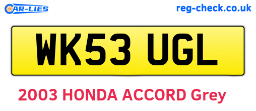 WK53UGL are the vehicle registration plates.