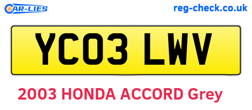 YC03LWV are the vehicle registration plates.