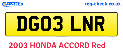 DG03LNR are the vehicle registration plates.
