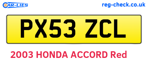 PX53ZCL are the vehicle registration plates.