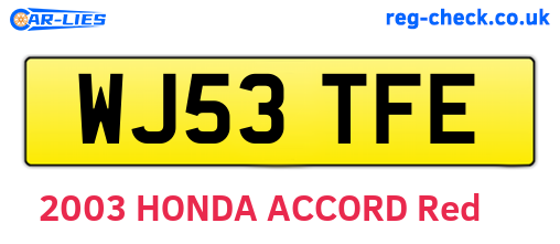 WJ53TFE are the vehicle registration plates.