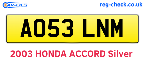 AO53LNM are the vehicle registration plates.