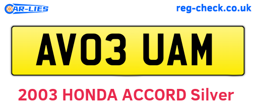 AV03UAM are the vehicle registration plates.