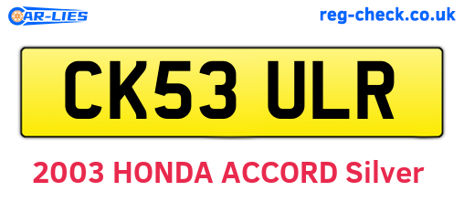 CK53ULR are the vehicle registration plates.