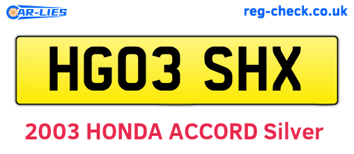 HG03SHX are the vehicle registration plates.