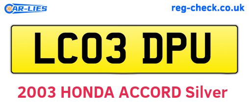 LC03DPU are the vehicle registration plates.