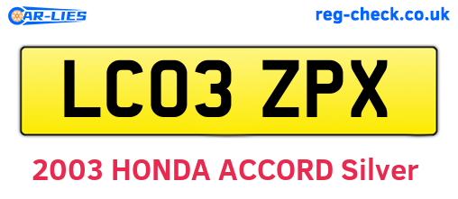 LC03ZPX are the vehicle registration plates.