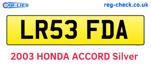 LR53FDA are the vehicle registration plates.