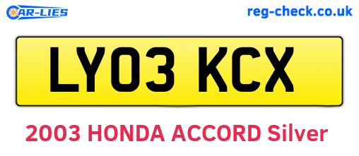 LY03KCX are the vehicle registration plates.