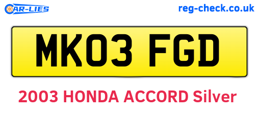 MK03FGD are the vehicle registration plates.