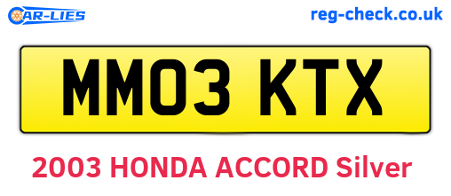 MM03KTX are the vehicle registration plates.