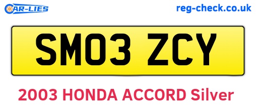 SM03ZCY are the vehicle registration plates.