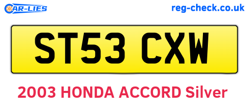 ST53CXW are the vehicle registration plates.