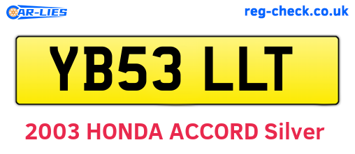 YB53LLT are the vehicle registration plates.