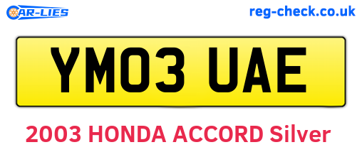 YM03UAE are the vehicle registration plates.