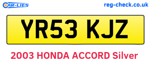 YR53KJZ are the vehicle registration plates.