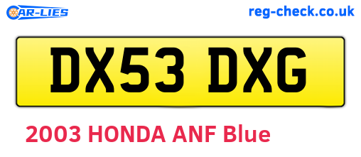 DX53DXG are the vehicle registration plates.