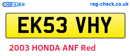 EK53VHY are the vehicle registration plates.