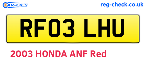 RF03LHU are the vehicle registration plates.